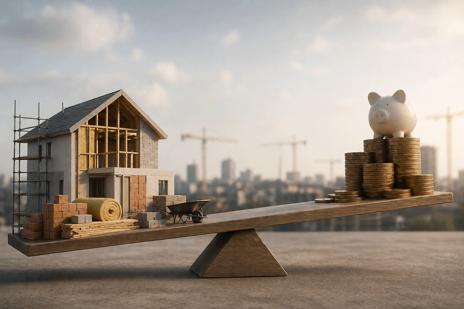 Symbolbild für das Verhältnis von Baustandards und Kosten