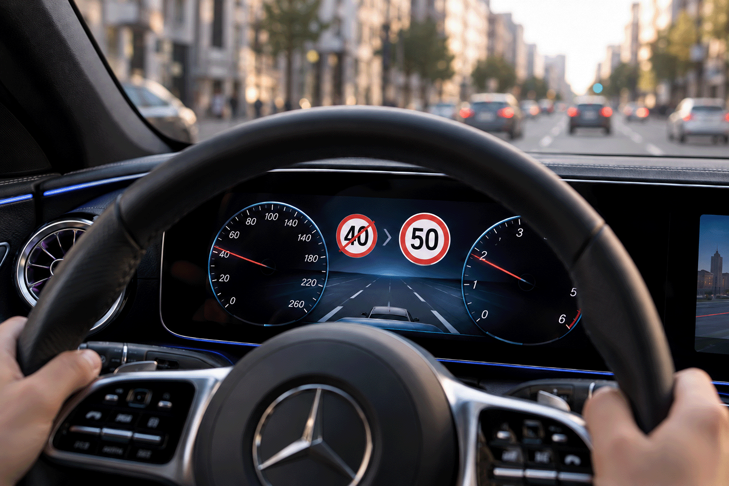 Symbolbild Wechsel von Tempo 40 auf Tempo 50